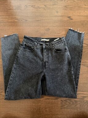 Levi's High-Rise Washed Black Straight Jeans